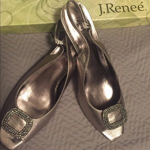 J. Renee metallic sling pumps